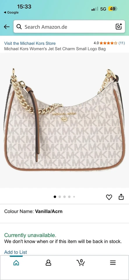 Michael Kors Jet Set Charm Small Logo Schultertasche Beige/Braun Gold - Bild 4 von 4