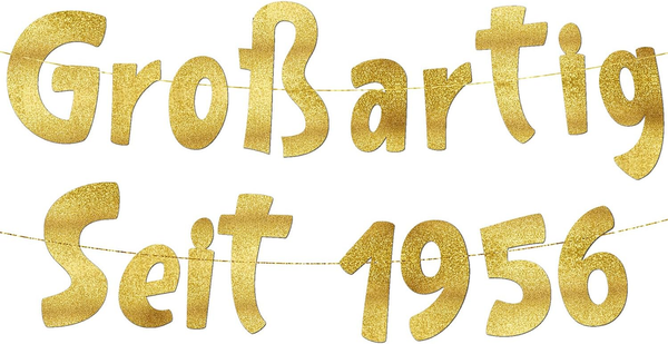 "70. Geburtstag Girlande \"GroßArtig Seit 1956\" Gold Glitzer – Geburtstagsdeko, De"-image