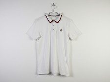 Moncler Polo Shirt Men's L White Logo Patch Luxury Designer Preppy Golf Retro