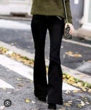 ENTRO Malina Flare Jeans Black Bottoms Boho Grunge Size L NWT