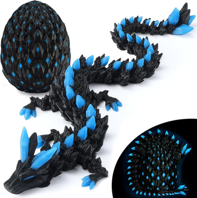 Monjita 3D Printed Dragon Egg Toy with Glow in the Dark, Articulated Easter 3D P
