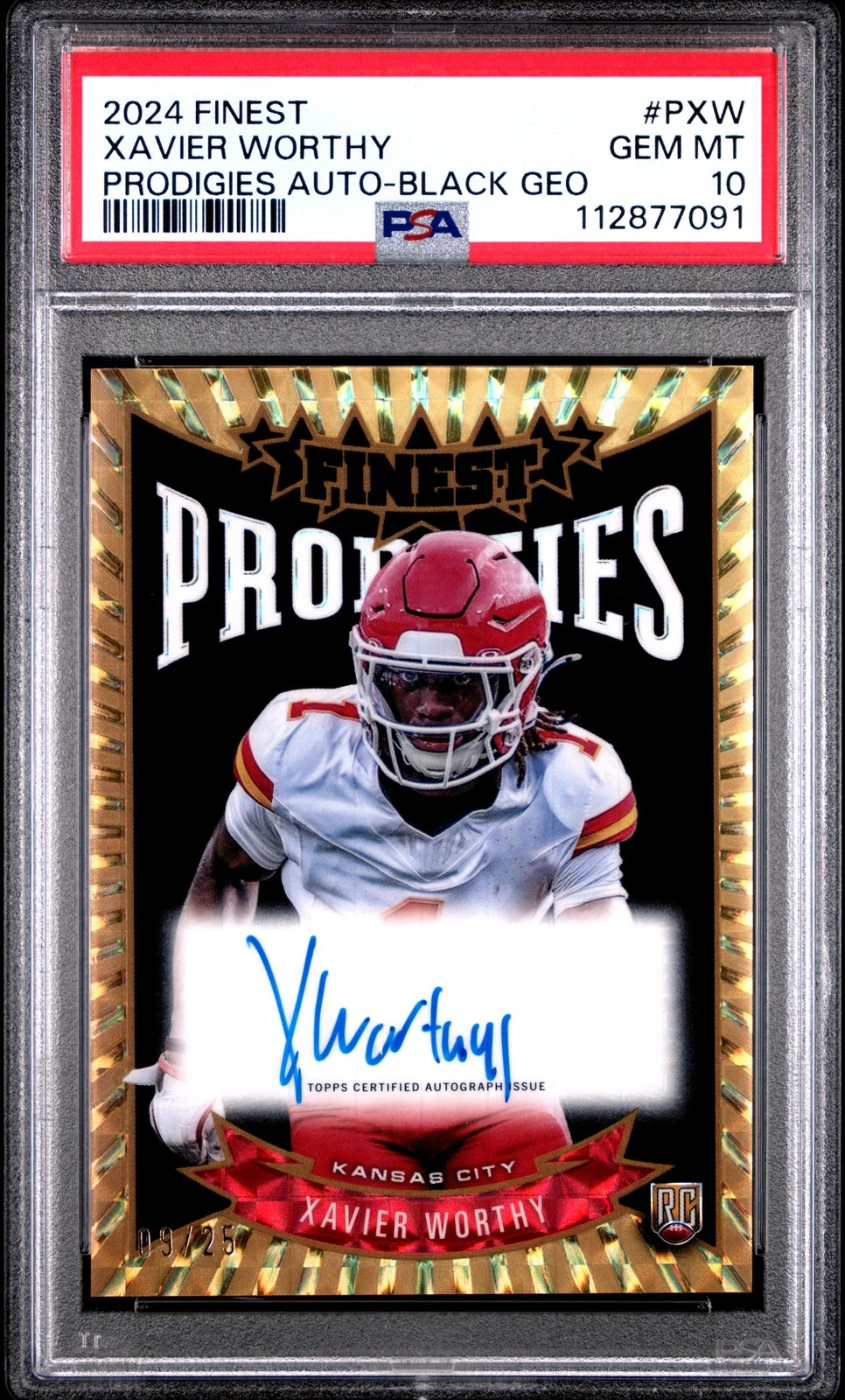 Xavier Worthy Topps Finest Prodigies Autographs #PXW Black Geometric