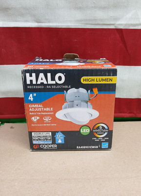 HALO 4'' LED Recessed Light Gimbal Trim Selectable Color  2700-5000K 860 Lumens