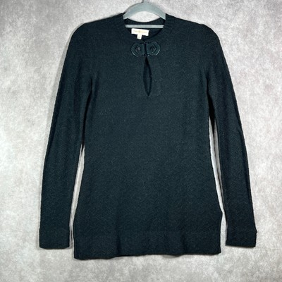 Tory Burch Sweater Womens Size XS Black Knit Wool Blend Keyhole Neck Pullover