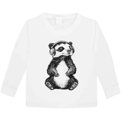 Kinder Langarm-T-Shirts ''Süße Dachs tragende Kopfhörer'' (KL054994)