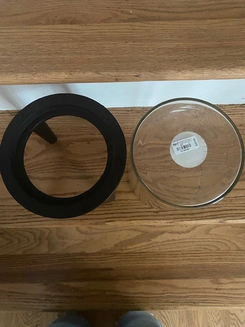 Pier 1 Glass Hurricane Candle Holder with Wood Stand 13.5 inches tall NWT - Image 2 of 3