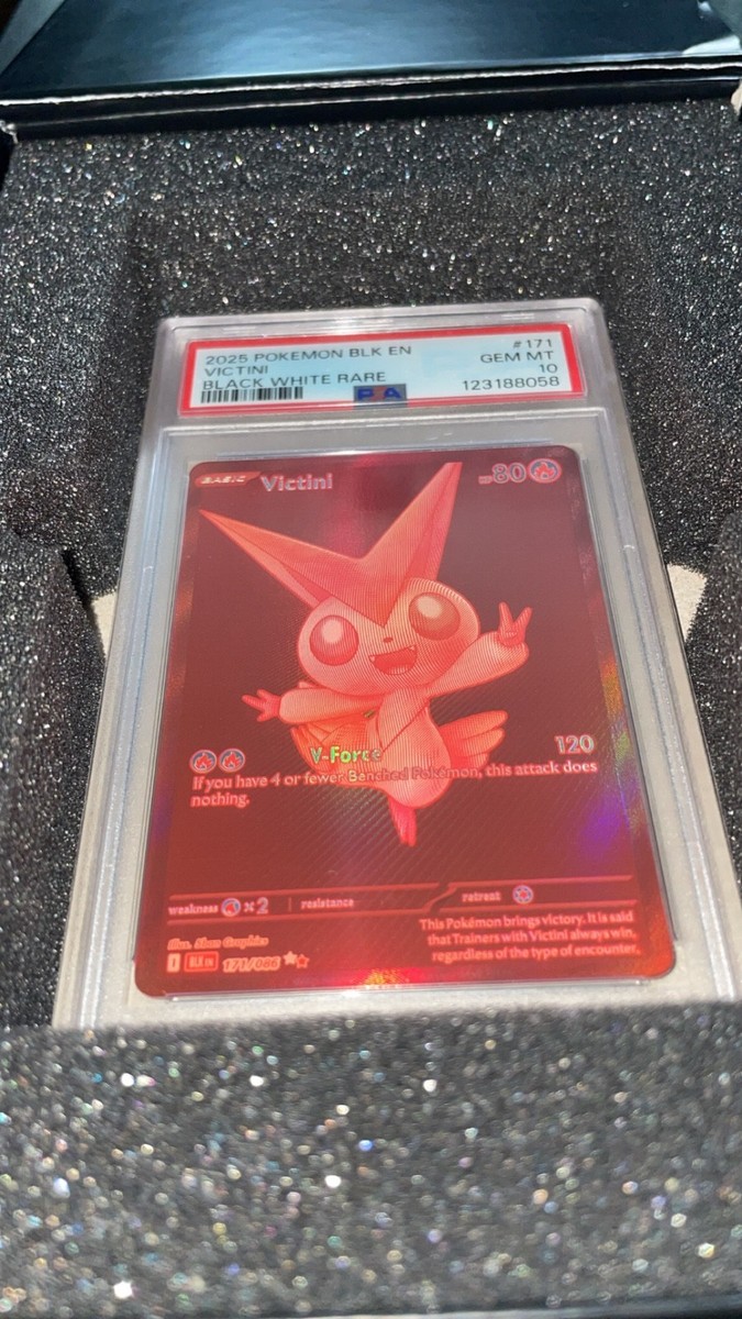 PSA 10 Red Victini 171/086 Sv: Black Bolt Holo, black & white rare