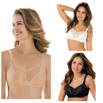 Anita Comfort Havanna Women's Non-Wired Lace Bra - Black, 44E, Wire-Free Comfort With Support