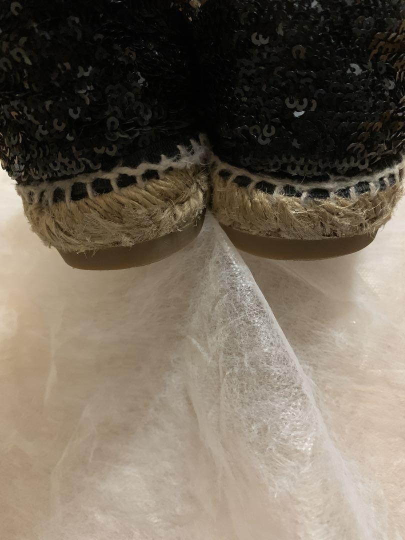 Chanel Espadrilles Shoes Black Sequins With Coco Mark Size 37 US About7 Women thumbnail 9