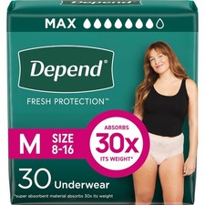 Depend Fresh Protection Adult Incontinence Underwear for Women, Medium, 30 ct