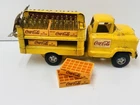 VTG 1950s COCA COLA GMC PRESSED STEEL YELLOW DELIVERY TRUCK W/BOTTLES/LADDERS