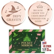 2 Pcs Witch Pocket Mirrors Witch Compact Makeup Mirror with Hat, Broom