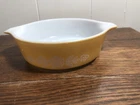 Vintage PYREX 471 Pint Casserole Dish/Bowl GOLD/WHITE Flowers NO LID   ***Read**