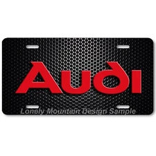 Audi Inspired Art Red on Black Mesh FLAT Aluminum Novelty Auto License Tag Plate