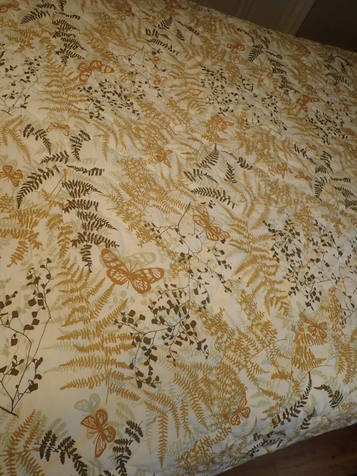 VTG 70s Vera Queen Size Gold Brown Sage Botanical Quilted Insulated Bed Spread - Image 2 of 3