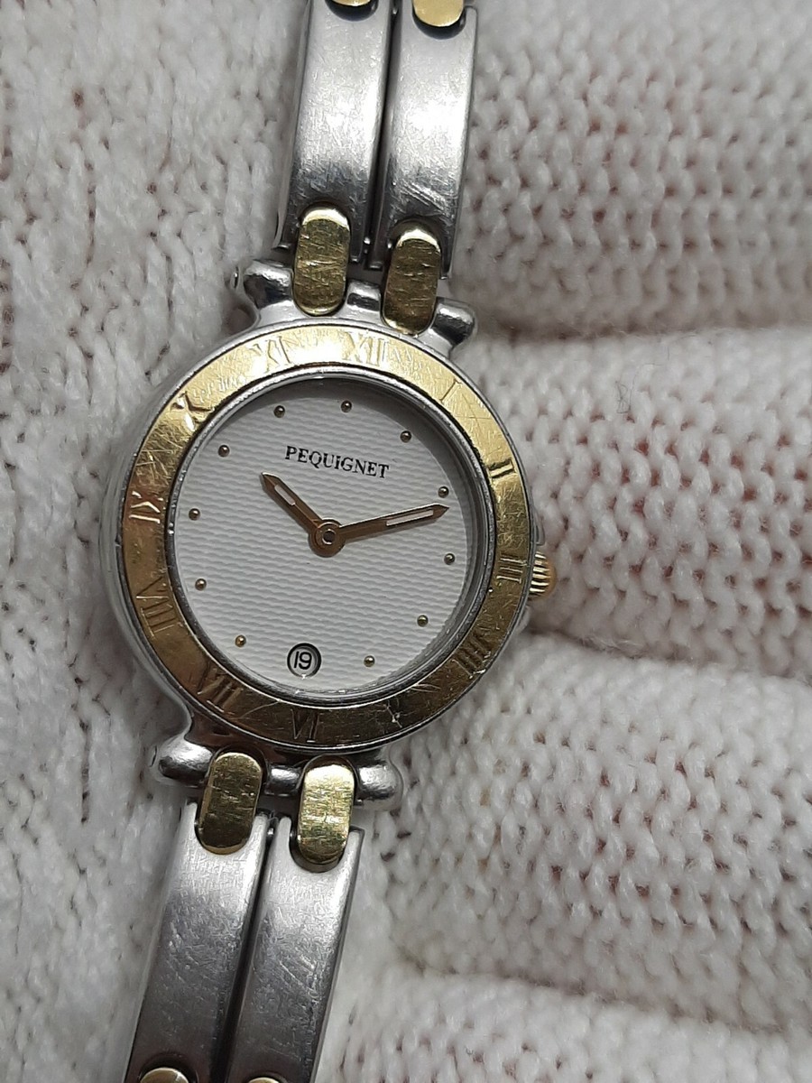 PEQUIGNET EMILE MOOREA WATCH 7711318 QUARTZ LADY GOLD&STEEL MADE IN FRANCE