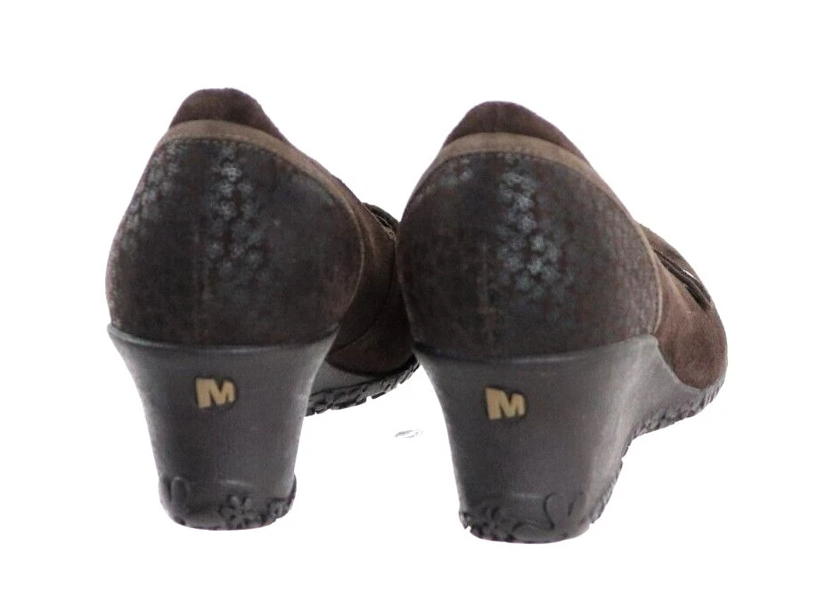 Zapatos mocasines de cuña Merrell con estampado de petunia para mujer talla 8 gamuza marrón Foto 3 de 4