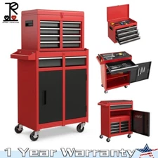 5-Drawer Rolling Tool Box Cart Detachable Tool Chest w/ 1 Adjustable Shelf RED