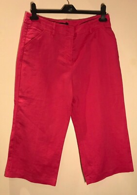 TROUSERS CERISE PINK SIZE 12 COTTON CAPRI PANTS LIGHTWEIGHT SUMMER