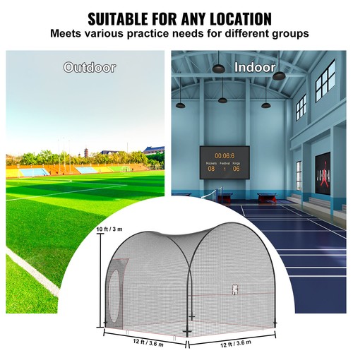 12FT Softball Baseball Cage Net and Frame Heavy Duty Pitching Batting Cage - Picture 6 of 12