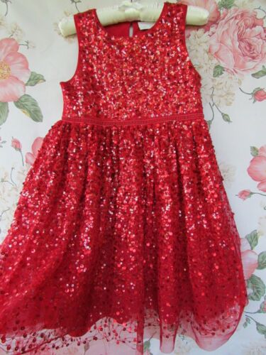 *Red Sequin Party Occasion Dress By Next 3-4 £50 WORN ONCE - Afbeelding 1 van 10