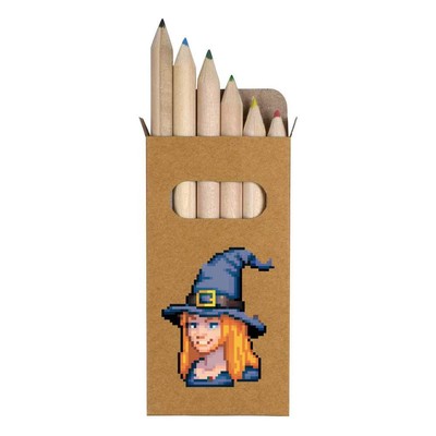 6 x 'Pixel Art Smiling Witch' Short Colour Pencils (PE00059326)