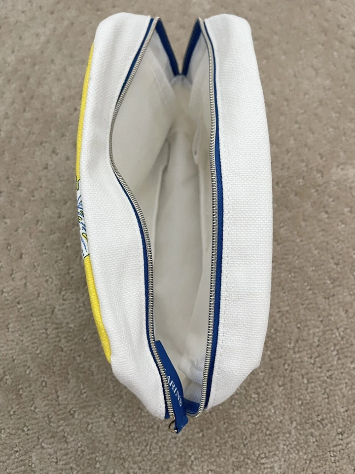 Bolsa de Maquillaje CLARINS Amarillo Azul Blanco con Palmeras y Bolsa de Viaje de Cosméticos para Pájaros-NUEVA Foto 4 de 4
