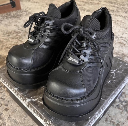 Demonia Platform Shoes DEMONIA STOMP-08 - BLACK VEGAN LEATHER - Picture 2 of 7