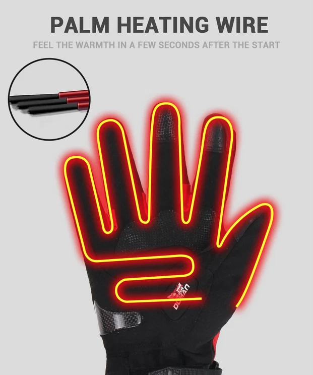 Guantes de invierno para moto guantes térmicos recargables impermeables a prueba de viento talla XL Foto 3 de 4