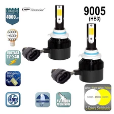 GP Thunder LED Headlight Foglight 9005 HB3 3000K 4500K 6000K 3-Color Switchable