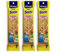 Vitakraft Harvest Apple Crunch Sticks for Parakeets 3 Pack Treats 1.5 Ounce