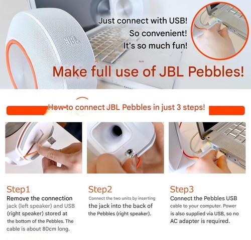 JBL Pebbles bass powered speaker USB DAC black PEBBLESBLKJN Tested - Afbeelding 10 van 17