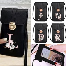 Pink Initial Leather Mobile Phone Bag Shoulder Purse For iPhone/Huawei/Samsung