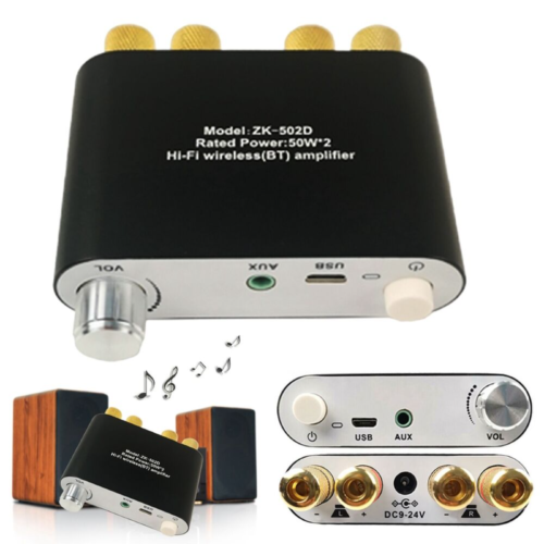 Bluetooth Mini Digital Power Amplifier HiFi Stereo Audio Amp HiFi 50W+50W NEW - Afbeelding 1 van 8