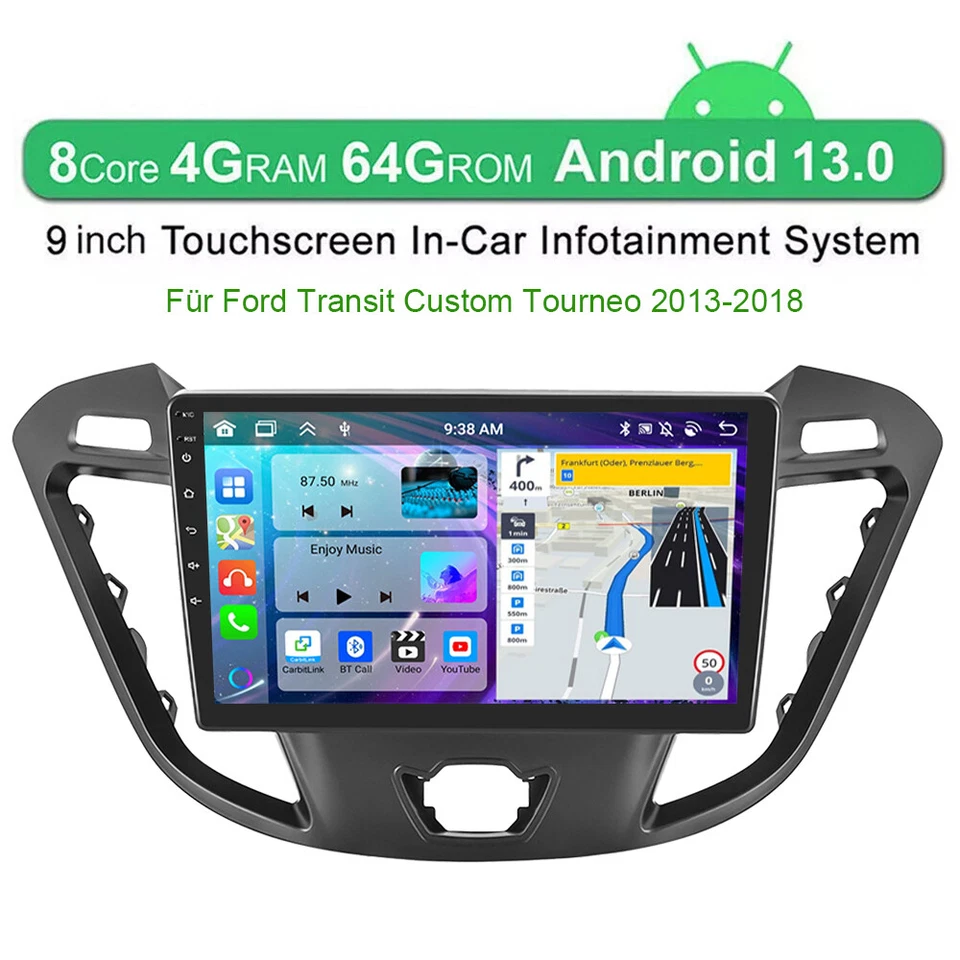 4+64GB AUTORADIO GPS ANDROID 13 DSP BT Carplay Für Ford Transit Custom 2013-2018 - Bild 2 von 4