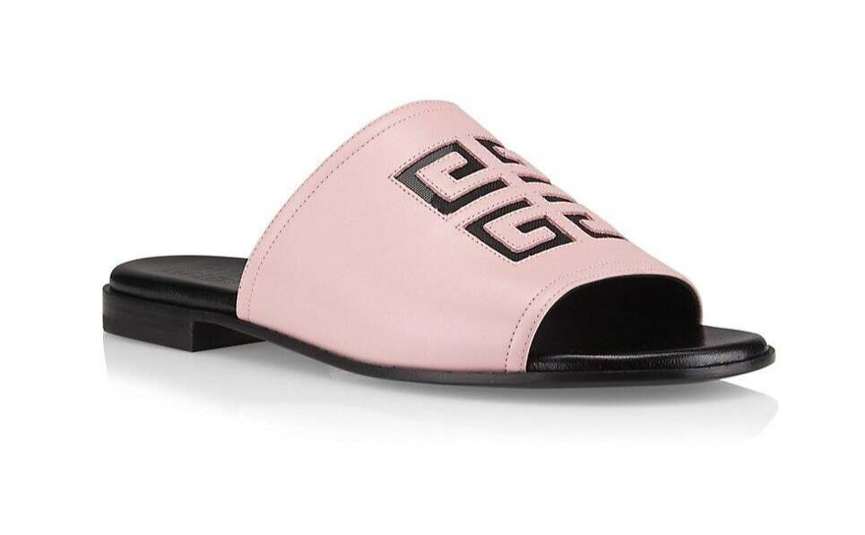 Givenchy 4G Cutout Logo Flat Leather Slide Sandals Eur 37