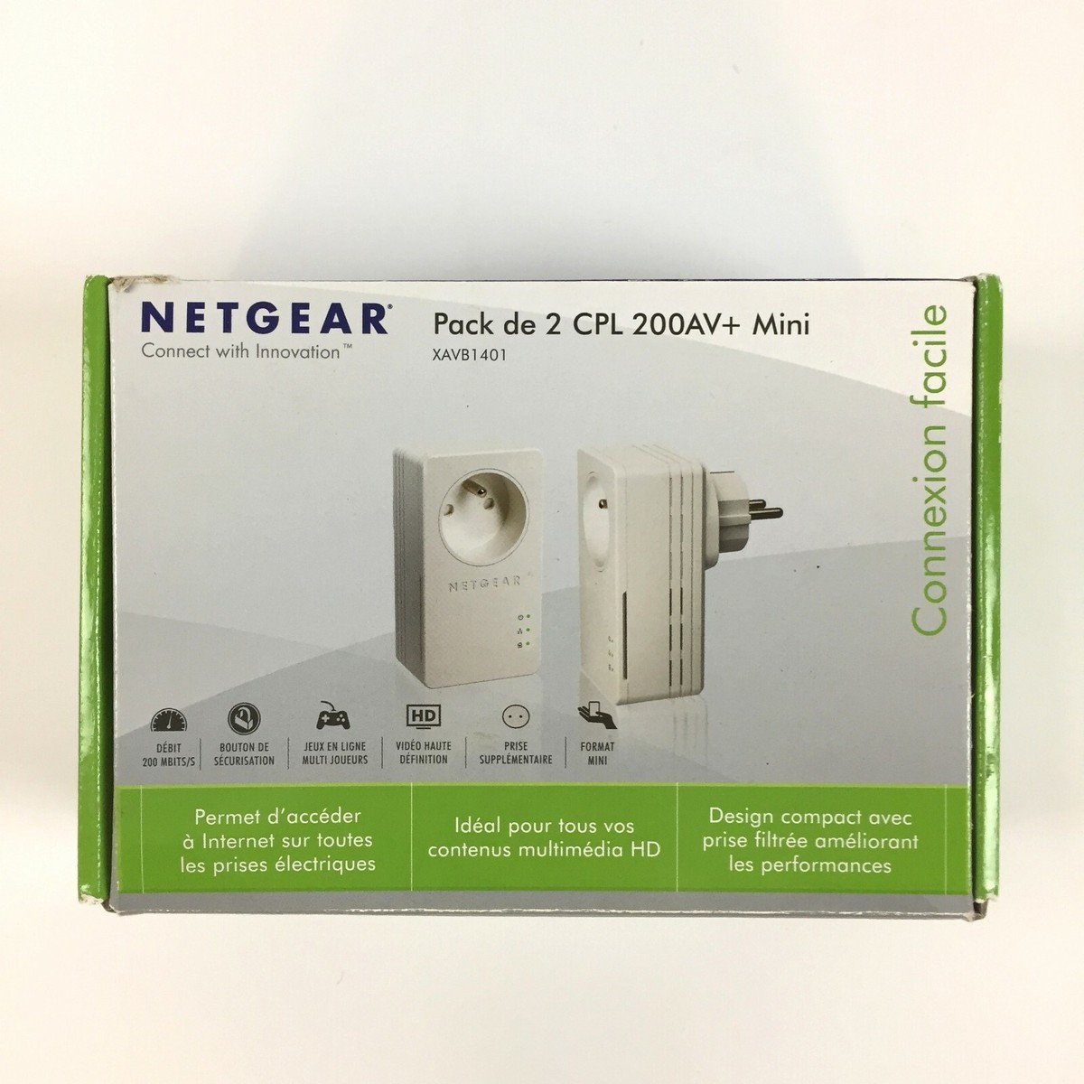 Lot De 2 Adaptateurs CPL Netgear XAVB1401 200AV+ Mini – 200 Mbps
