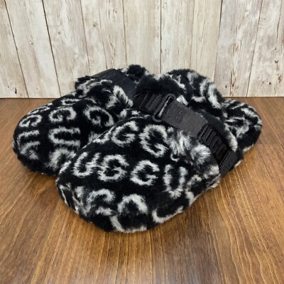 UGG MEN’S FLUFF IT POP SLIP-ON SLIDES SLIPPERS 1120900/ SIZE BLACK/  WHITE/ NEW