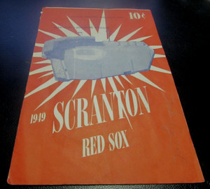 ORIGINAL 1949 SCRANTON RED SOX VS WILKES-BARRE - SCORE CARD - VERY GOOD (SIGNED)