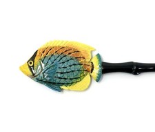Hand Painted 18" Backscratcher Back Scratcher Blue Yellow Top Tropical Fish U02L