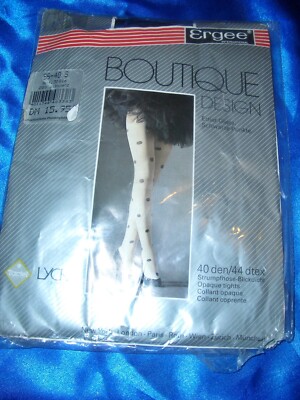 Vintage ERGEE blickdichte Glanz Strumpfhose PUNKTE Gr. 36-40 schwarz 40 den OVP