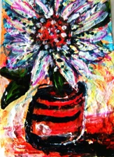 ACEO Original Acrylic Painting abstract flower impressionism signed Tarrantts