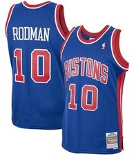 Dennis Rodman 10 Detroit Piston Mitchell  Ness 1988-89 Blue Swingman Jersey