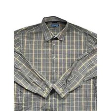 Croft  Barrow Mens Button Down Shirt Gray  Yellow Plaid - Size XL