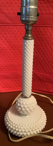 Vintage Milk Glass Hobnail Lamp-Small 12”~ Works~