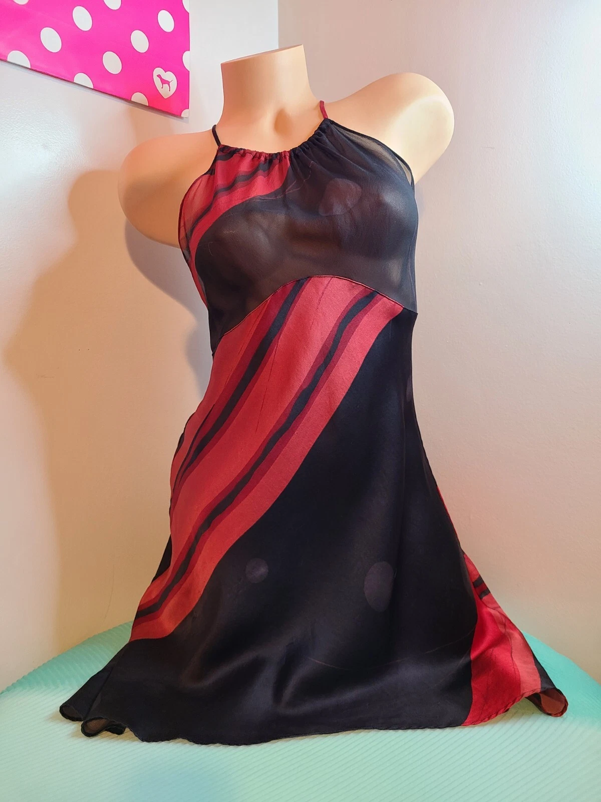 UNDERCOVER Vestito Slip Babydoll Vintage Victoria's Secret 100% Seta Halter Taglia S