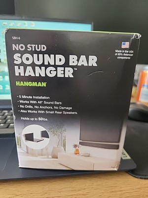 Hangman SBH-6 Home Theater No-Stud Sound Bar Speaker Mount Hanger, NEW Open Box 