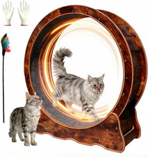 35.4 Inch Cat Exercise Wheel - Wooden Low Noise Cat Treadmill for Indoor Cats, D