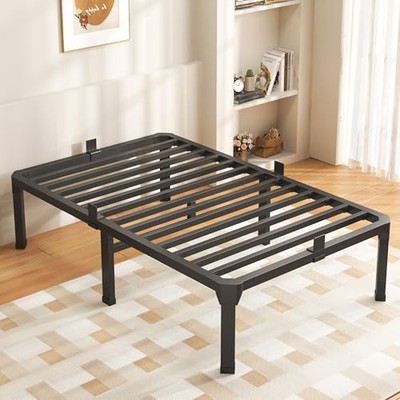  Size Bed Frame with Mattress Slide Stopper - Single Black Basic Twin 14 Inch