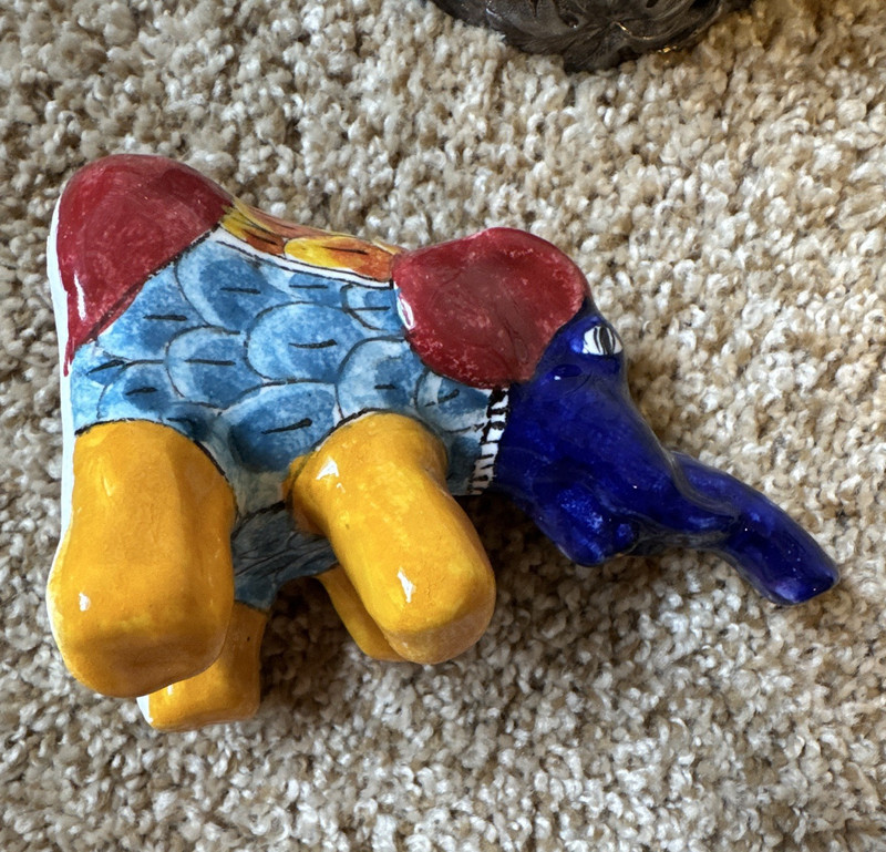 PIEASA Hand-Painted Multicolor Ceramic Elephant Piggy Bank Figurine